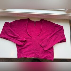 Free People Solitaire Cashmere dark pink plush sweater sz M
